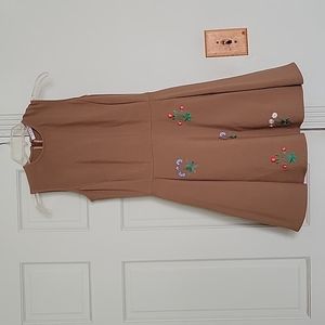 Vivetta brown floral embroidered sleeveless dress